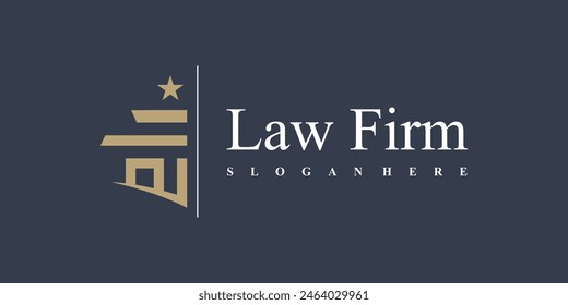 Idea de Vector de elementos de diseño de firma de abogados con concepto creativo