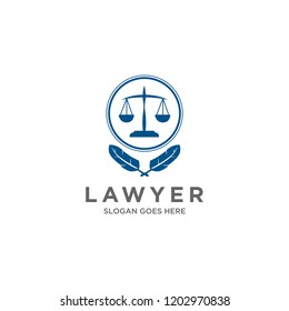 Law Firm Design Logo Template in Blue Colored 