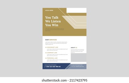 Law firm flyer design, Lawyer flyer design digital marketing for law firms vector design, Lawyer service poster leaflet template,