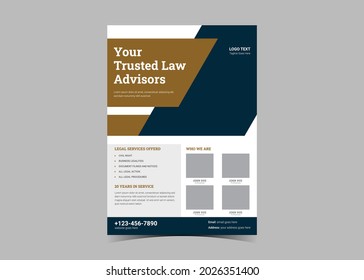 Law firm flyer template. Legal law firm flyer poster leaflet template design