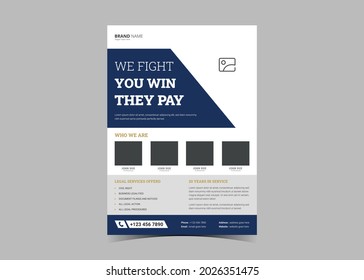 Law firm flyer template. Legal law firm flyer poster leaflet template design