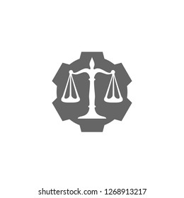 Law Firm with Gear Logo design template. Law Firm logo concepts. Gear logo vector