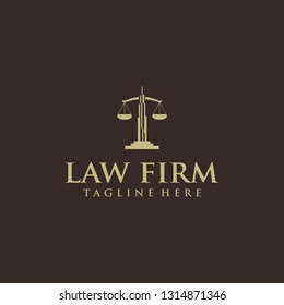  The Law firm icon isolated on black background. Design elements for logo, Simple and clean flat design of the   Law firm logo template. 