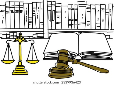 Law firm image hand drawing illustration, vector