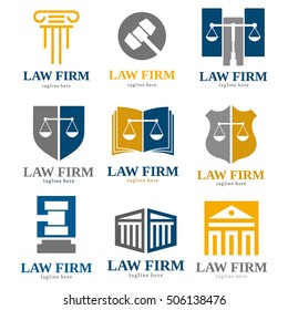 LAW FIRM JUDGE LOGO ICON TEMPLATE SET