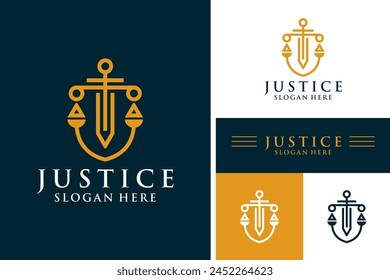 Law firm and justice scale logo design template