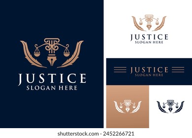 Law firm and justice scale logo design template