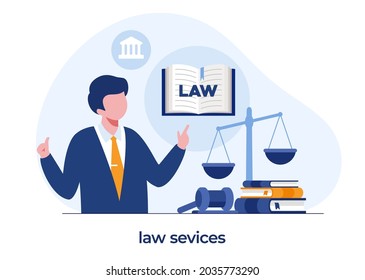 Law Firm And Legal Services Concept, Lawyer Consultant, Flat Illustration Vector