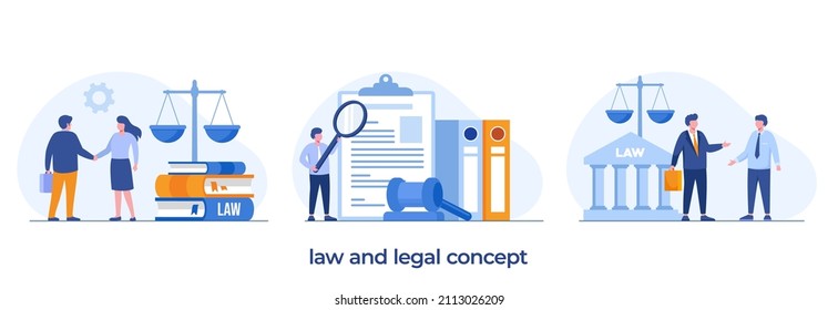 law firm and legal services concept, lawyer consultant, flat illustration vector banner