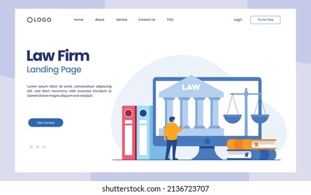 law firm and legal services concept, lawyer consultant, flat illustration vector banner landing page