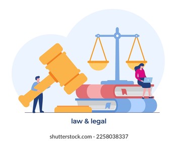 Law firm and legal services concept, lawyer consultant, justice, flat illustration vector banner