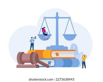 law firm and legal services concept, lawyer consultant, justice, judgment, flat illustration vector banner template website