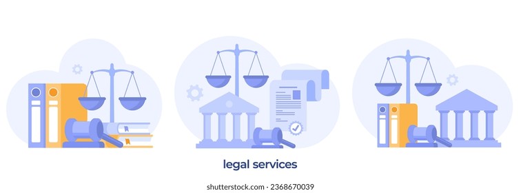 law firm and legal services concept, lawyer consultant, justice, judgment, flat illustration vector banner template website