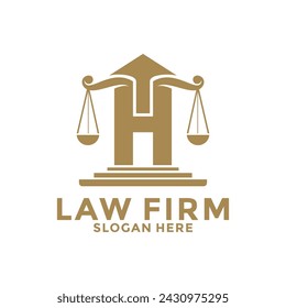 law firm with letter H logo vector, Justice logo design template