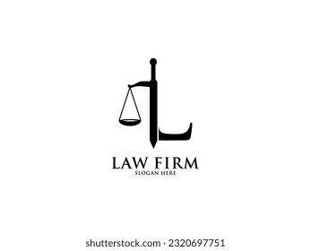 Law Firm with Letter L Logo, Lawyer logo with creative law element