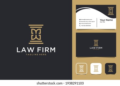 law firm with letter WM logo design and business card