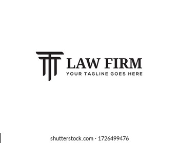 Law firm line trend logo icon vector design. Universal legal, lawyer, scales sword column idea creative premium symbol.