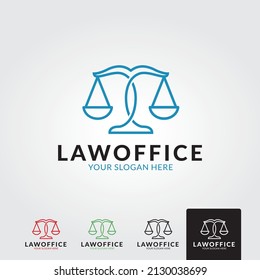 Law firm line trend logo icon vector design. Universal legal, lawyer, scales sword column idea creative premium symbol. 