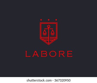 Law Firm Line Trend Logo Icon Vector Design. Universal Legal, Lawyer, Scales Creative Premium Symbol. 