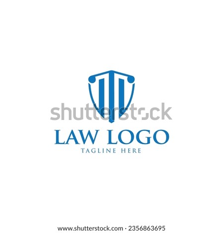 Law firm logo. Column and scale of justice icon.
