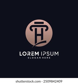 Design de logotipo de escritório de advocacia para ícone de negócios com letra h e conceito de círculo