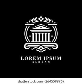 Law Firm logo design with greek pillar icon vector. courthouse, capitol dome building architecture logo template for business company