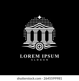 Law Firm logo design with greek pillar icon vector. courthouse, capitol dome building architecture logo template for business company