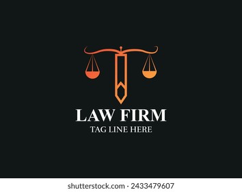 Law firm logo design. Law office set with scales of justice.