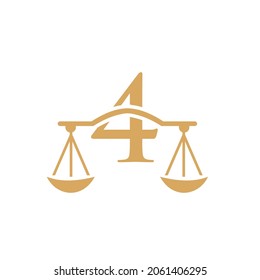 Law Firm Logo Design On Letter 4. Lawyer And Justice, Law Attorney, Legal, Lawyer Service, Law Office, Scale, Logo Template
