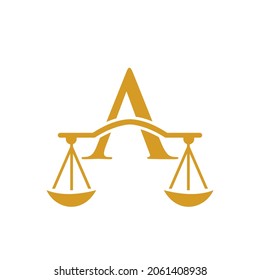 Law Firm Logo Design On Letter A. Lawyer And Justice, Law Attorney, Legal, Lawyer Service, Law Office, Scale, Logo Template