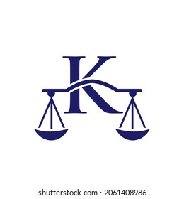 Law Firm Logo Design On Letter K. Lawyer And Justice, Law Attorney, Legal, Lawyer Service, Law Office, Scale, Logo Template