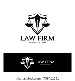 Law firm logo design template. Shield logo design concept. Vector illustration