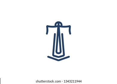 Law firm Logo design vector template. scales sword column icon. legal, lawyer Symbol concept idea in monoline linear style
