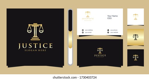 vector de diseño de logotipo de firma de leyes y tarjeta de negocios