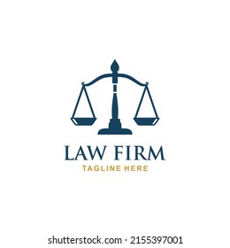 Vector de diseño del logo de la firma de abogados. Logo de la escala del juez