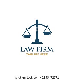 Vector de diseño del logo de la firma de abogados. Logo de la escala del juez