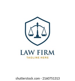 Vector de diseño del logo de la firma de abogados. Logo de la escala del juez