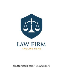 Law firm logo design vector. Judge scale logo