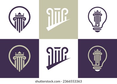Logo-Design-Vektorgrafik der Anwaltskanzlei mit kreativem Element-Konzept
