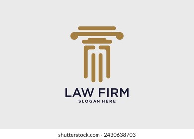 Plantilla de vector de diseño de logotipo de la firma de abogados símbolo de justicia con icono de pilar e idea creativa