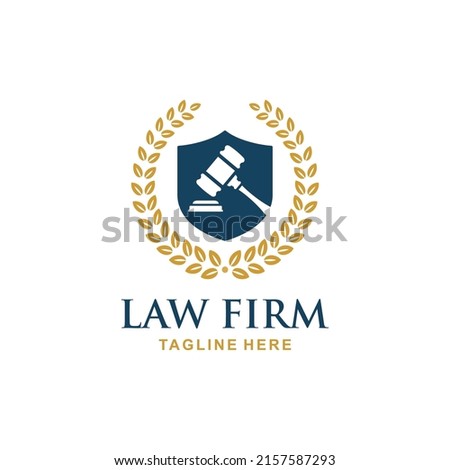 Law firm logo design vector. Gavel logo 