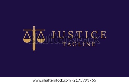 Law Firm Logo Design Vector Template, Combination Of Swords With Scales That Symbolize Firmness In Law