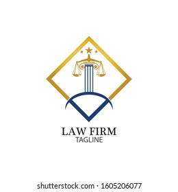 Law Firm logo and icon design template-vector