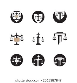 Law Firm logo and icon design template-vector