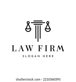 Law Firm Logo Icon Set With Building And Balance Scales Symbol For Justice, Law Offices, Attorney Services, Lawyer, Logo Design Inspiration.