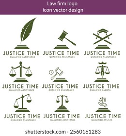 law firm logo icon set with golden color. Symbol for Justice, Law Offices, Attorney services, lawyer, logo design inspiration.