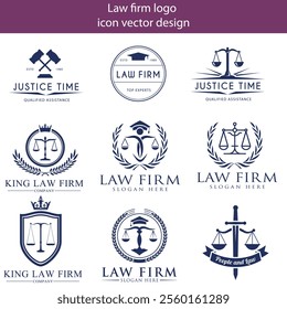 law firm logo icon set with golden color. Symbol for Justice, Law Offices, Attorney services, lawyer, logo design inspiration.