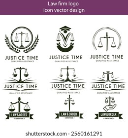 law firm logo icon set with golden color. Symbol for Justice, Law Offices, Attorney services, lawyer, logo design inspiration.