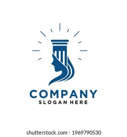 Law firm logo icon vector design. Universal legal, lawyer, scales sword column idea creative premium symbol.