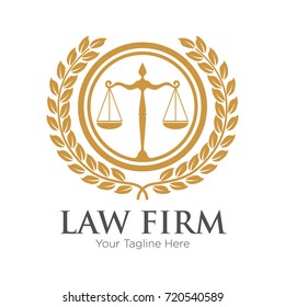 Law Firm Logo with Laurel Vector Logo Template